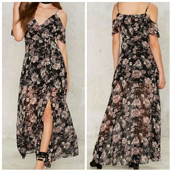 Nasty Gal Dresses & Skirts - Nasty Gal Floral Off the Shoulder Maxi Dress